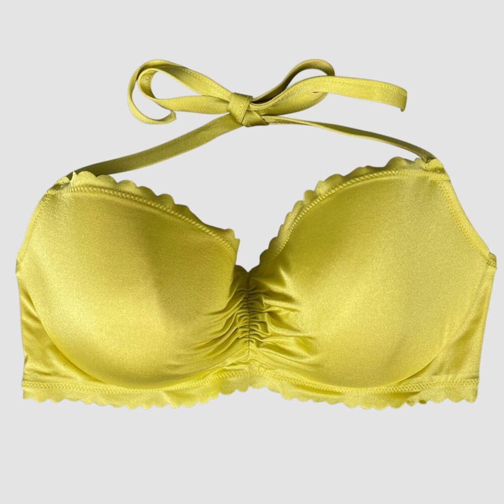 Victoria’s Secret Zuma Demi Swim Top 38D Limeade Yellow Underwire Scalloped